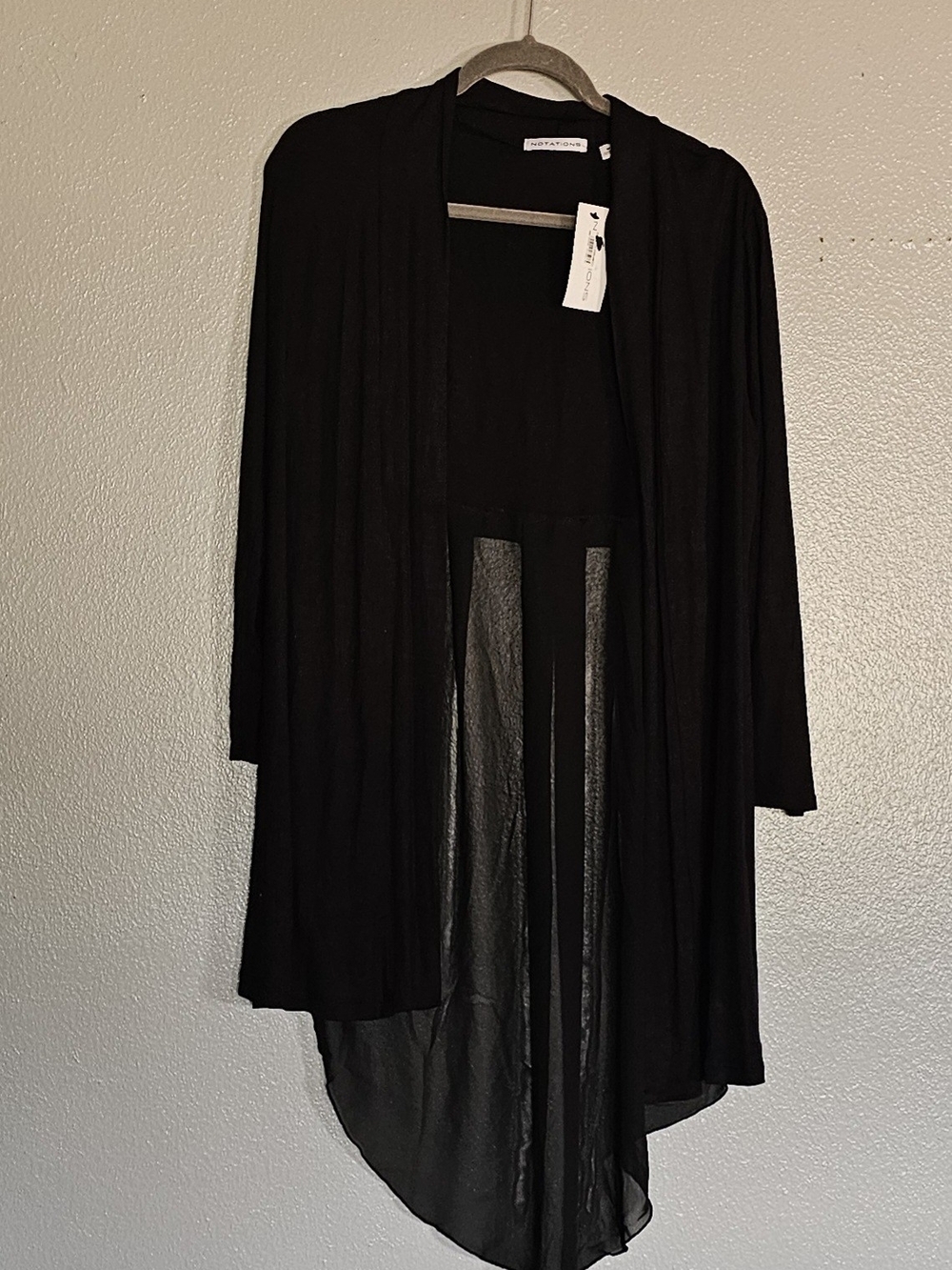 Notation Lightweight Black Open-Front Women's Cardigan - Medium